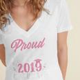 Proud Mom Of The Graduate Senior Class 2019 Graduation Party Women's Jersey Short Sleeve Deep V-Neck Tshirt
