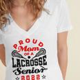 Proud Mom Of a Lacrosse Senior 2022 Graduation Women's Jersey Short Sleeve Deep V-Neck Tshirt
