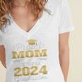 Proud Mom Of Two 2024 Graduate Class 2024 Graduation Family Premium Women's Jersey Short Sleeve Deep V-Neck Tshirt