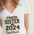 Proud Sister Of A 2024 Graduate Senior Graduation Women's Jersey Short Sleeve Deep V-Neck Tshirt