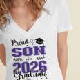 Proud Son Of a Class Of 2026 Graduate For Graduation Women's Jersey Short Sleeve Deep V-Neck Tshirt