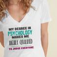 Qualified Psychologist PhD PsyD Shirt Graduation Women's Jersey Short Sleeve Deep V-Neck Tshirt