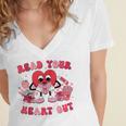 Read Your Heart Out Valentines Day Teachers Book Lovers Women's Jersey Short Sleeve Deep V-Neck Tshirt
