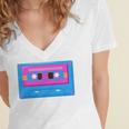Retro Cassette Tape Tee 90s Nostalgia Aesthetic Women's Jersey Short Sleeve Deep V-Neck Tshirt