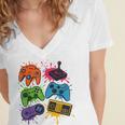 Retro Gamer Controller 80s 90s Video Game Arcade Nostalgia Women's Jersey Short Sleeve Deep V-Neck Tshirt