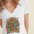 Retro Nostalgia Era Disco Groovy 80s 90s Vintage Aesthetic Premium Tri-Blend Women's Jersey Short Sleeve Deep V-Neck Tshirt