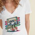 Retro Old Cassette Tape Cartoon With Walker Nostalgia Premium Tri-Blend Women's Jersey Short Sleeve Deep V-Neck Tshirt