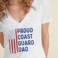 Retro Proud Coast Guard Dad Graduation Dad Usa Flag Outfit Women's Jersey Short Sleeve Deep V-Neck Tshirt