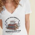 Retro Proud Introverted Book Club Anti Social Reader Women's Jersey Short Sleeve Deep V-Neck Tshirt