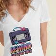 Rewind Good Times Retro VHS Tape Nostalgia 80s 90s Premium Tri-Blend Women's Jersey Short Sleeve Deep V-Neck Tshirt