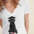 Russian Terrier Dog Graduation Cap Graduate Owner Grad Women's Jersey Short Sleeve Deep V-Neck Tshirt