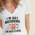 Sarcasm Cat Sarcastic Introvert Antisocial Cat Lover Women's Jersey Short Sleeve Deep V-Neck Tshirt