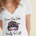 I Came I Saw I Had Anxiety So I Left Messy Bun Introvert Women's Jersey Short Sleeve Deep V-Neck Tshirt I Came I Saw I Had Anxiety So I Left Messy Bun Introvert Women's Jersey Short Sleeve Deep V-Neck Tshirt