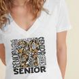 Senior 2021 Grad Class Of 2021 Graduation Leopard Cheetah Women's Jersey Short Sleeve Deep V-Neck Tshirt