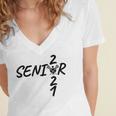 Senior 2021 Lacrosse Sticks And Ball Graduation Women's Jersey Short Sleeve Deep V-Neck Tshirt