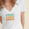 Senior 2022 Shirt Class Of 2022 Retro Graduation Grad Women's Jersey Short Sleeve Deep V-Neck Tshirt