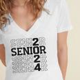 Senior 2024 Class Of 2024 Graduation 2024 Women Boy Girl Women's Jersey Short Sleeve Deep V-Neck Tshirt
