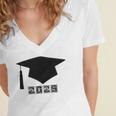 SENIOR 2025 Cute Graduation Class Of 2025 Graduate Women's Jersey Short Sleeve Deep V-Neck Tshirt