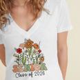 Senior 2026 Graduate Class Of 2026 Wildflowers Graduation Women's Jersey Short Sleeve Deep V-Neck Tshirt