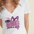 Senior 2027 Class Of 2027 Coquette Girl Pink Graduation 2027 Women's Jersey Short Sleeve Deep V-Neck Tshirt