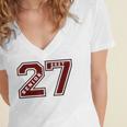 Senior 2027 Maroon Senior Class Of 27 Jersey Graduation Women's Jersey Short Sleeve Deep V-Neck Tshirt