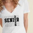 Senior Class Of 2026 Varsity Text Graduation Women's Jersey Short Sleeve Deep V-Neck Tshirt