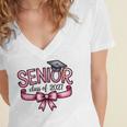 Senior Class Of 2027 Coquette Pink Bow Graduation 2027 Women Women's Jersey Short Sleeve Deep V-Neck Tshirt