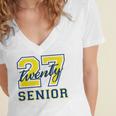 Senior Class Of 2027 Graduation Yellow And Blue On The Back Premium Tri-Blend Women's Jersey Short Sleeve Deep V-Neck Tshirt