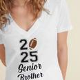 Senior Football Brother Class Of 2025 Graduation Graduate Women's Jersey Short Sleeve Deep V-Neck Tshirt