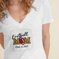Senior Football Mom Class Of 2025 Graduation Graduate Women's Jersey Short Sleeve Deep V-Neck Tshirt