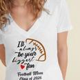 Senior Football Mom Class Of 2026 Graduation Graduate Women's Jersey Short Sleeve Deep V-Neck Tshirt