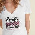 Senior Mom 2027 Class Of 2027 Graduation Proud Senior Mother Women's Jersey Short Sleeve Deep V-Neck Tshirt
