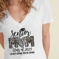 Senior Mom Class Of 2025 Senior Mama 2025 Leopard Graduation Women's Jersey Short Sleeve Deep V-Neck Tshirt