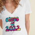 Senior Year 2022 Class Of 2022 Graduation Tie Dye Groovy Women's Jersey Short Sleeve Deep V-Neck Tshirt