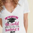 She Believed She Could So She Mastered It Graduation Women's Jersey Short Sleeve Deep V-Neck Tshirt
