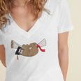 Sloth Graduation Shirt Cute Animal Diploma Grad Women's Jersey Short Sleeve Deep V-Neck Tshirt