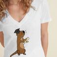 SmileteesGrad Cute Sea Otter Graduation T-Shirt Women's Jersey Short Sleeve Deep V-Neck Tshirt