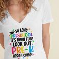 So Long Preschool Pre-K Here I Come Graduation Women's Jersey Short Sleeve Deep V-Neck Tshirt