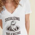 Socializing Was a Mistake Prairie Dog Introverts Humor Women's Jersey Short Sleeve Deep V-Neck Tshirt Socializing Was a Mistake Prairie Dog Introverts Humor Women's Jersey Short Sleeve Deep V-Neck Tshirt