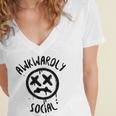 Socially Awkward Introvert Social Anxious Awkwardly Social Women's Jersey Short Sleeve Deep V-Neck Tshirt