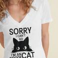 Sorry I Can't Go I'm An Indoor Cat Introvert Cats Women's Jersey Short Sleeve Deep V-Neck Tshirt