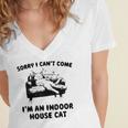 Sorry I Can't Go I'm An Indoor Cat Introvert Saying Women's Jersey Short Sleeve Deep V-Neck Tshirt Sorry I Can't Go I'm An Indoor Cat Introvert Saying Women's Jersey Short Sleeve Deep V-Neck Tshirt
