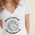 Sorry I Can't Go I'm An Indoor Cat Quote Introvert Women's Jersey Short Sleeve Deep V-Neck Tshirt