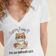 Sorry I Can't Indoor Cat Top For Introvert With Coffee Book Women's Jersey Short Sleeve Deep V-Neck Tshirt Sorry I Can't Indoor Cat Top For Introvert With Coffee Book Women's Jersey Short Sleeve Deep V-Neck Tshirt