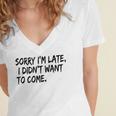 Sorry I Am Late Sarcastic Introvert Quote Text Women's Jersey Short Sleeve Deep V-Neck Tshirt
