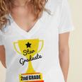 Star Graduate Second Grade Graduation Trophy Cup Women's Jersey Short Sleeve Deep V-Neck Tshirt