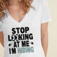 Stop Looking At Me I’m Hiding Sarcastic Introvert Joke Women's Jersey Short Sleeve Deep V-Neck Tshirt Stop Looking At Me I’m Hiding Sarcastic Introvert Joke Women's Jersey Short Sleeve Deep V-Neck Tshirt