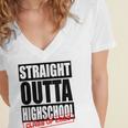 Straight Outta High School Class Of 2023 Graduation Women's Jersey Short Sleeve Deep V-Neck Tshirt