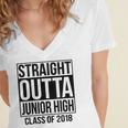 Straight Outta Junior High Graduation Class Of 2018 Women's Jersey Short Sleeve Deep V-Neck Tshirt