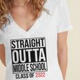 Straight Outta Middle School Graduation Shirt Class Of 2022 Women's Jersey Short Sleeve Deep V-Neck Tshirt